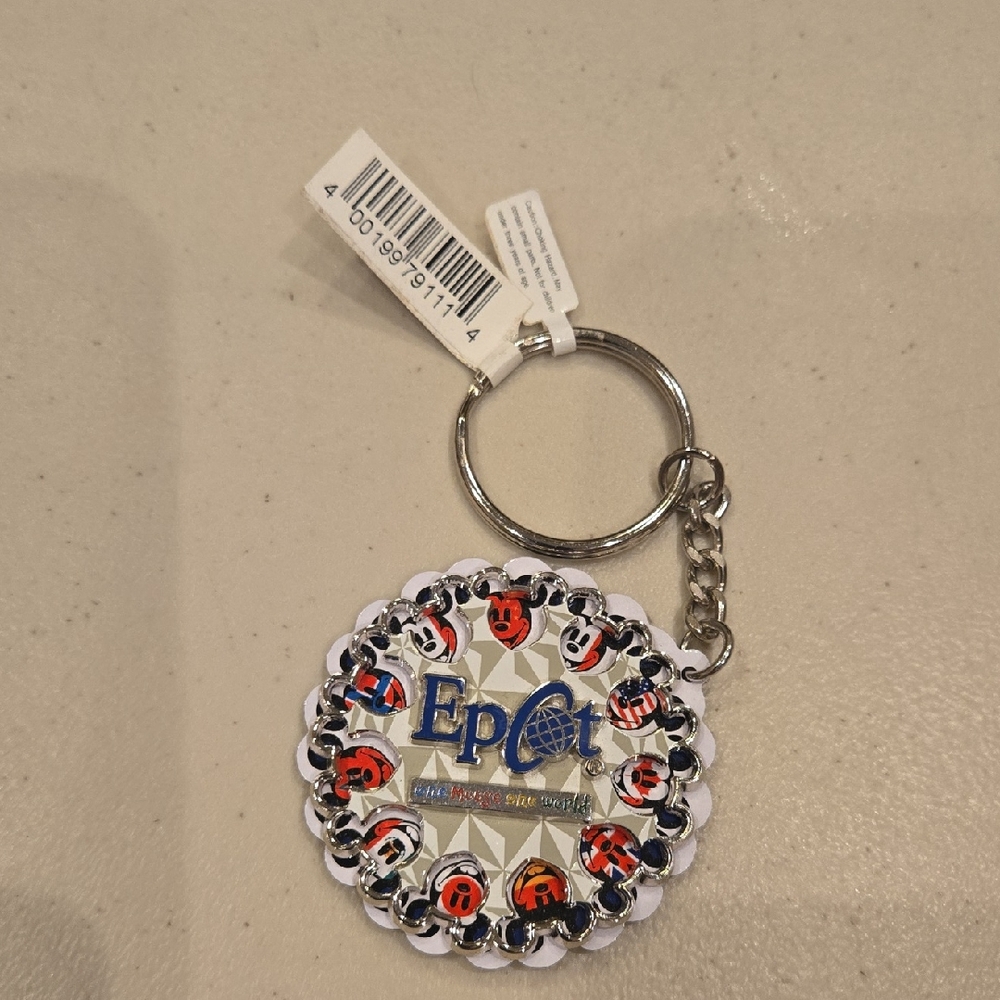 Disney Epcot Keychain with Red and Blue Accents